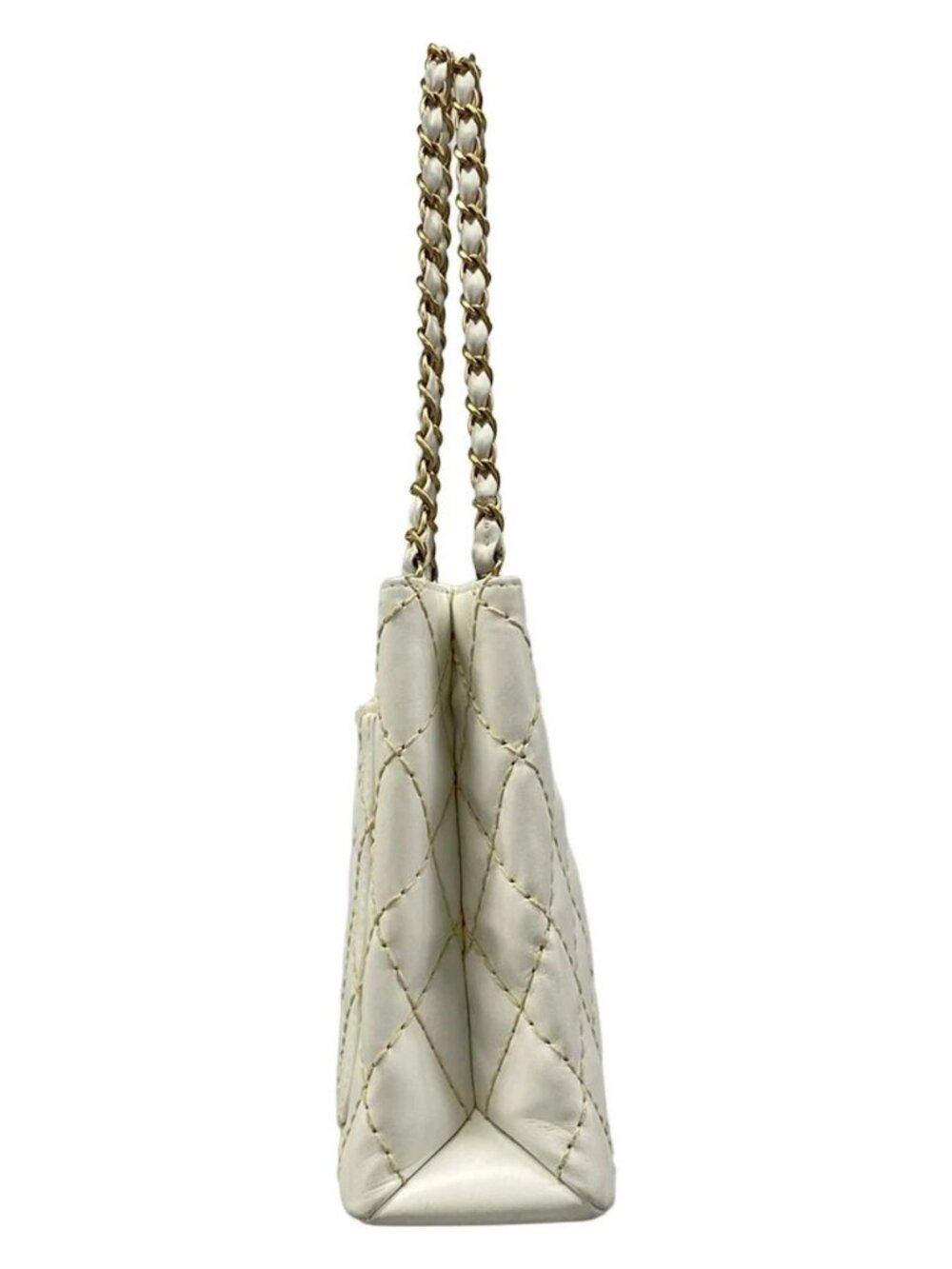 CHANEL Wild Stitch / Matelasse White Leather Shoulder Bag gold hardware - Picture 4 of 15